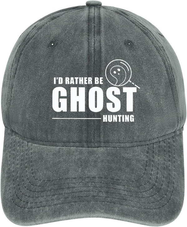 I'd Rather Be Ghost Hunting Hat, Adjustable Halloween Baseball Cap for Men and Women