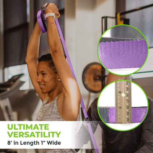 Gradient Fitness Stretching Strap for Physical Therapy, 12 Multi-Loop 1" W x 8' L, Neoprene Handles, Yoga Straps