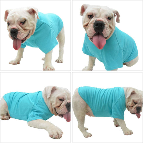 Lovelonglong Pet Clothing Dog Costumes Basic Blank T-Shirt Tee Shirts for Medium Dogs, Turquoise, XXL