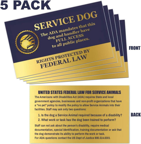 "Service Dog in Training" Clip On Identification Patch Tag - Includes Five Handout Cards for Service Dog Vest