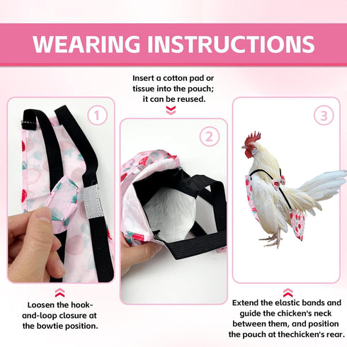 3 Pieces Chicken Diapers for Hens Pet Duck Diapers Reusable Chicken Diapers Chicken Clothes Accessories with Bow Tie