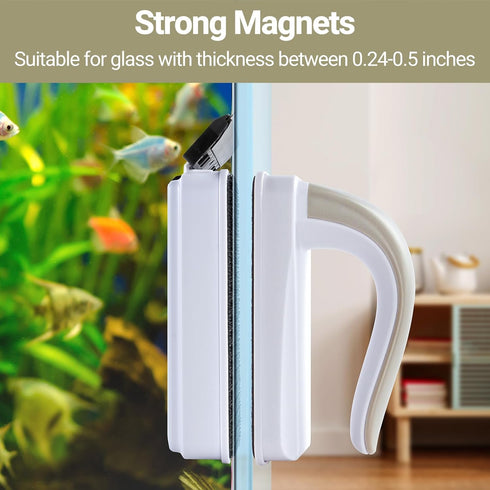 1/4"-1/2" Yaubay Aquarium Magnet Glass Cleaner, Magnetic Fish Tank Cleaner with Algae Scraper, Double Sided Cleaning