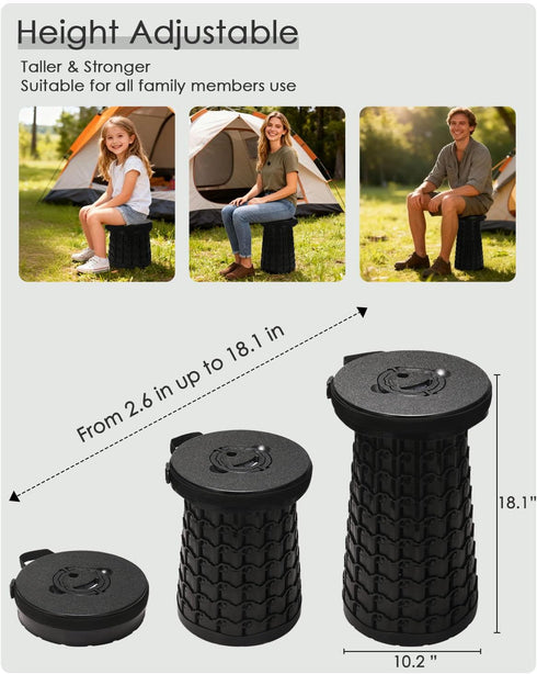 Spisces Stool,800 lbs 2.6 lbs,18-Inch Upgraded Collapsible Heavy Duty Capacity & Lightweight Portable Retractable