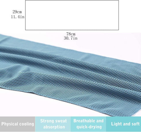6 Pack INNOLIFE Cooling Towels Breathable Ice Towel for Sports, Gym, Fitness, Running, Hiking, Yoga - Blue
