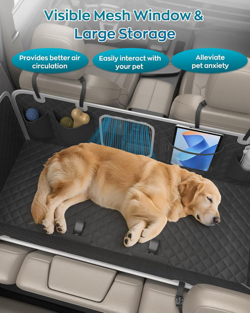 PetPurrio Hammock 400lb Dog Car Seat Cover for Back Seat, Hard Bottom Dog for Car, Waterproof Back Seat Extender