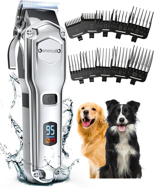 oneisall Dog Clippers for Grooming for Thick Heavy Coats/Low Noise Rechargeable Cordless