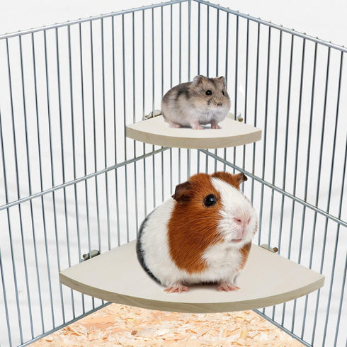 Bird Parrot Corner Perch, Flat Platform Stand, Easy to Install, Safe and Stable Hardwood Bird Cage Perches (XL)