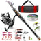 Fishing Rod Kit - Carbon Fiber Telescopic Fishing Pole and Reel Combo with Spinning Reel, Line, Lure, Hooks, Carrier