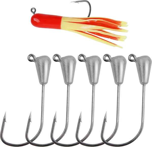 OROOTL Tube Jigs Heads for Bass Fishing, 12pcs Unpainted Teardrop Jig Heads, 3/8oz, 1/4oz, 1/8oz