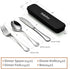 Travel Cutlery Set with Case Portable Silverware Utensils Set,4-pieces Stainless Steel Reusable Flatware Set Cutlery Set for Camping Picnic Hiking Office, Dishwasher Safe (8inch, Silver) by Selafun