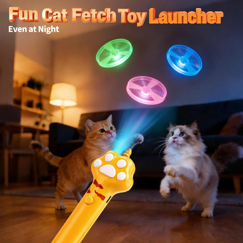 16 BABORUI Cat Toy Disc Launcher, Rechargeable Interactive Cat Fetch Toy Launcher with Flying Discs, Flying Enrichment