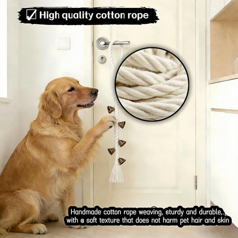 6 Dog Doorbell for Potty Training with Extra Loud Bells - Handmade Cotton Rope Adjustable Hanging Pet Bell
