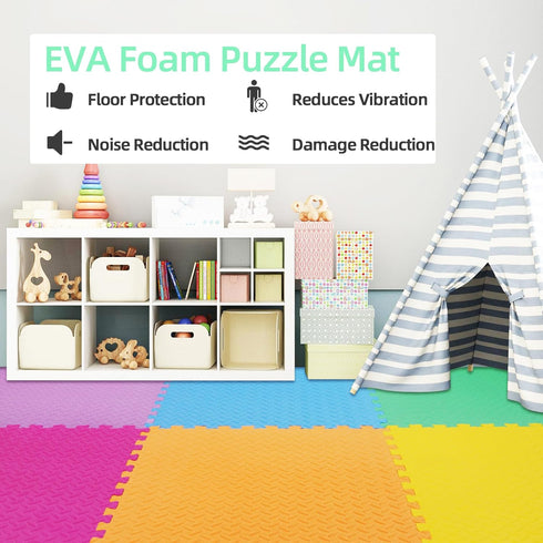 24x24 Inch BalanceFrom EVA Interlocking Foam Exercise Tile Mat Non-Slip Puzzle Flooring for Home Gym, Fitness Studio