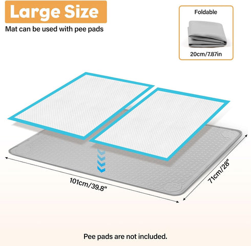 40"x28" Pee Pad Holder for Dogs Puppy Pad Holder Silicone Pee Tray for Dog Training Floor Protection Raised Edge Dog
