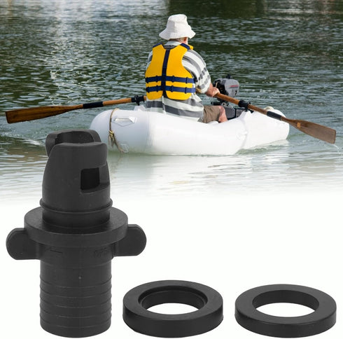 Qiilu Inflatable Pump Adaptor, Black Plastic Kayak Air Valve Connector for Surfboard Inflation