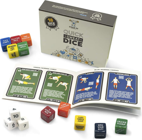 Stack 52 Quick Sweat Fitness Dice. Bodyweight Exercise Workout Game. Designed by