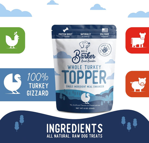 Beg & Barker Turkey Dog Food Toppers, 8 Ounce (Pack of 1) - Premium Meal Mixers for Picky Eaters with Whole Turkey