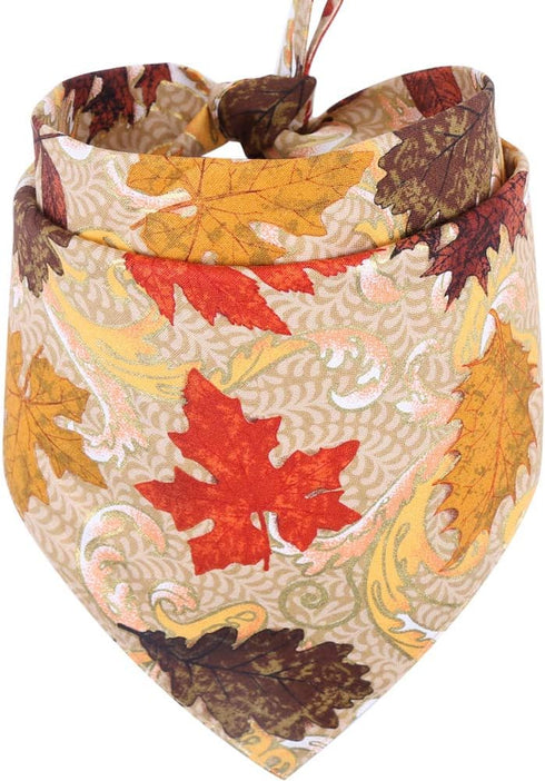 Thanksgiving Dog Bandana, Fall Autumn Reversible Triangle Bibs Scarf for Dogs, Cats, and Pets