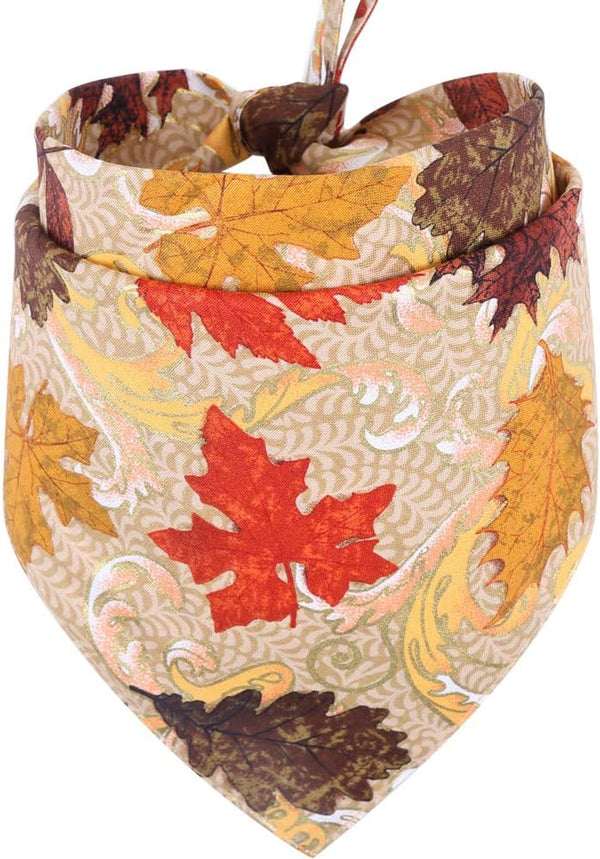 Thanksgiving Dog Bandana, Fall Autumn Reversible Triangle Bibs Scarf for Dogs, Cats, and Pets