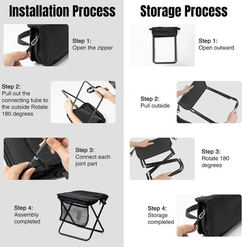 GQIRIL (11 9.1 Inch) Pocket Chair Folding for Adult - Foldable Handbag Camping Stool for Travel Fishing Hiking Queue Up