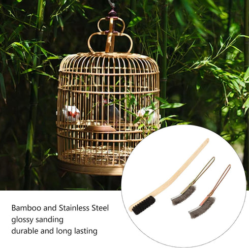 Pssopp 3Pcs Bird Cage Brush, Long Handle Pet Cage Brush Accessories for Small Animals