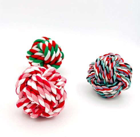 Puppy Toys Small Rope Balls for Teething, Pink Chew Toy, Gift for Small and Medium Dogs, 3-Pack