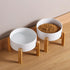 Elevated/Raised Dog Bowl Wood Stand for Medium Large Breed, 8 in Non Slip Porcelain Pet Bowl Stand, Extra Big Height
