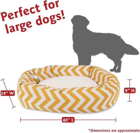 40 Inch Yellow Chevron Sherpa Bagel Dog Bed