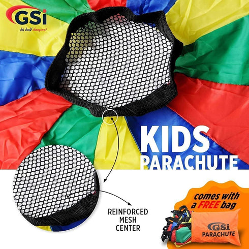 (12 GSi Kids Play Parachute Rainbow Parachute Toy Tent Game for Children Gymnastics Cooperative Play and Outdoor