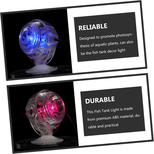 Aquarium Light Fish Tank Spotlight, Underwater LED Spotlight with Suction Cup Lamp for Fish Tank Supplies