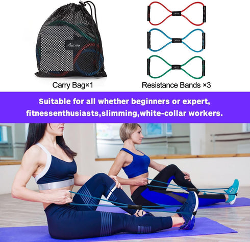 Resistance Bands, Figure 8 Exercise Bands for Women Men, 8 Shaped Resistance Bands for Muscle Training