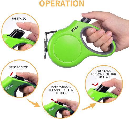 Fida Retractable Dog Leash, 16ft Heavy Duty for Large Dogs up to 110 lbs, Tangle Free with One-Hand Brake