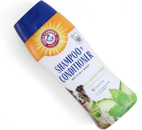 Arm & Hammer 2-in-1 Shampoo & Conditioner for Dogs - Cucumber Mint, 20 Ounces, 2 Pack for All Dogs