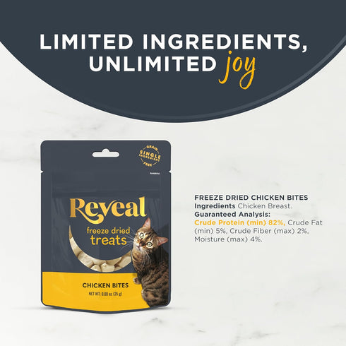 (8 0.88 oz Reveal Natural Freeze-Dried Cat Treats, Single Ingredient, Grain Free, High Protein, Perfect for Training