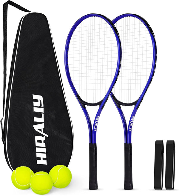 HIRALIY Adult Recreational Tennis Rackets, 27 Inch Lightweight Set for Student Training, Includes 3 Tennis Balls