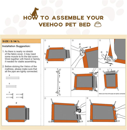 Veehoo Portable Cooling Elevated Dog Bed, Large Raised Pet Cot with Washable Breathable Mesh & No-Slip Feet