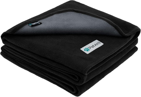 PetAmi Waterproof Dog Blanket for Small Medium Pets - Reversible Washable Soft Fleece Cat Blanket for Bed Couch Sofa