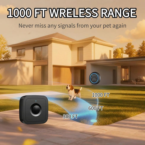 DFQ 2 1 1000 60 Wireless Dog Doorbell for Potty Training to Go Outside, Waterproof Pet Bell with Touch Buttons
