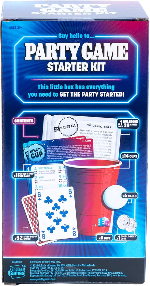 30 2+ 21+ Endless Games Party Game Starter Kit Fun Game Night Games & Supplies for Adults | Players | Includes Cups
