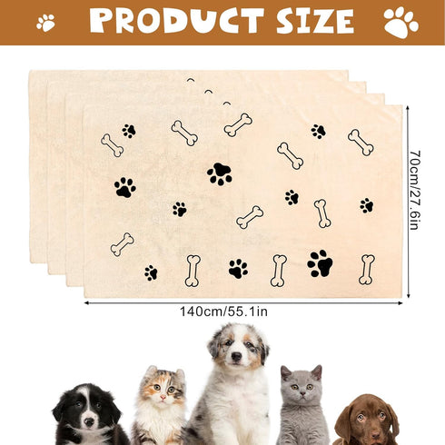 Chumia 4 Pcs Dog Towels for Drying Dogs, Microfiber Absorbent Towel for Medium Dogs & Cats, Light Brown