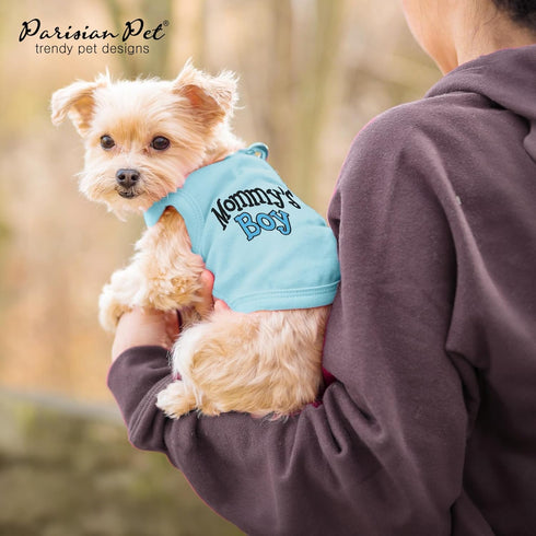 Parisian Pet Dog T-Shirt, 100% Cotton, 'Mommy’s Boy' Embroidered, Breathable Dog Shirt for Large Dogs, 2XL