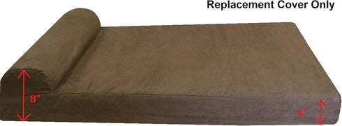 Dogbed4less HeadRest Dog Pet Bed External Cover, Replacement Cover Only, Jumbo 55X47X4 Inch, Brown