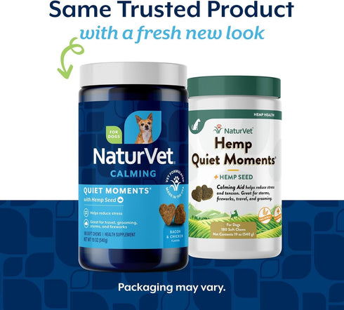 180 NaturVet Quiet Moments Calming Aid Dog Supplement, Helps Promote Relaxation, Reduce Stress, Storm Anxiety, Motion