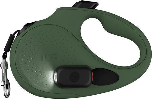 TUG Oval 360° Tangle-Free Retractable Dog Leash, Flashlight Included, Integrated Waste Bag Dispenser Pocket (Medium,