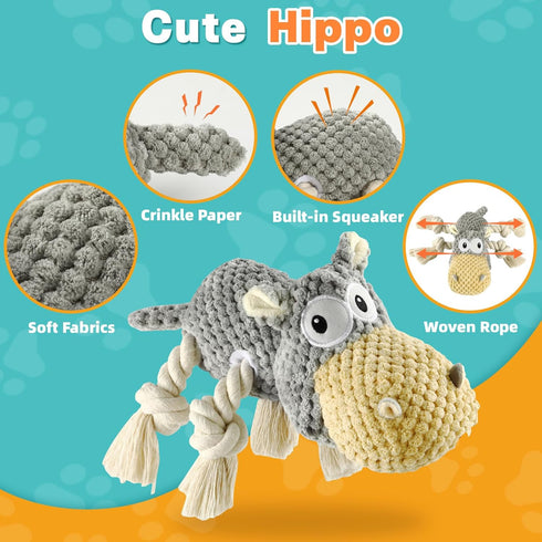 Dog Toys for Aggressive Chewers, Squeaky Toys to Keep Large Dogs Busy, Durable Gray Dog Toys