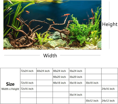 YongFoto 48x24 inch Fish Tank Background, River Bed Waterweeds Moss Lake Aquatic Plant Backdrop for Reptiles