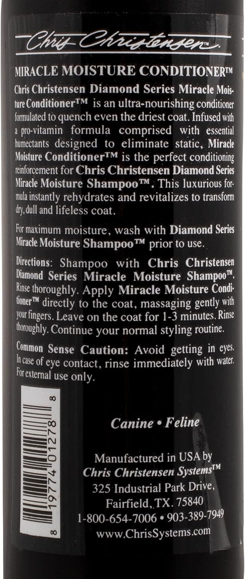 16 oz Chris Christensen Diamond Series Miracle Moisture Dog Conditioner, Groom Like a Professional, Pro-Vitamin
