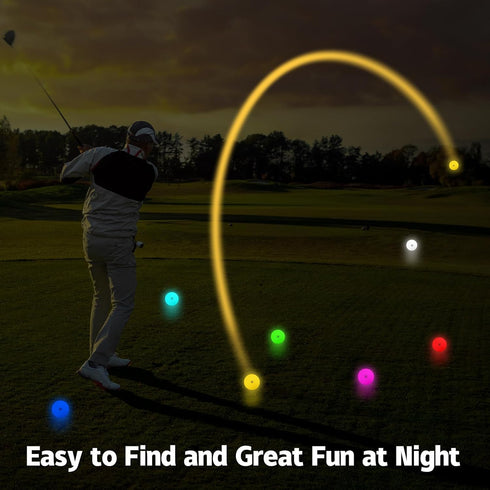 THIODOON Glow in The Dark Golf Balls - Light Activated LED Golf Balls, 7 Colors, 6 Pack for Night Golfing