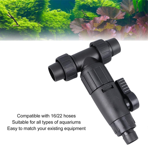 HEEPDD 3 Way Aquarium Valve, Adjustable T Hose Connector for Easy Water Changes, Compatible with 16/22 Hose