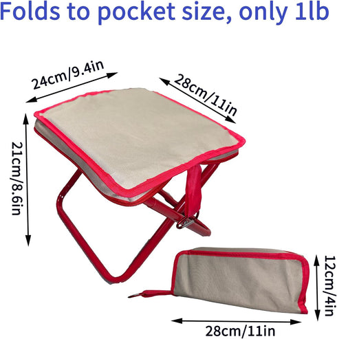 Generic 330lbs Portable Folding Camping Stool with Alloy Carabiner - Capacity Ultralight Pocket Chair, Collapsible Mini